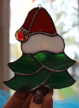 Витражная елка, кулон, елка Тиффани