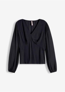 BPC MODNA BLUZKA KRESZOWANA Z GŁĘBOKIM DEKOLTEM W SEREK R06 48