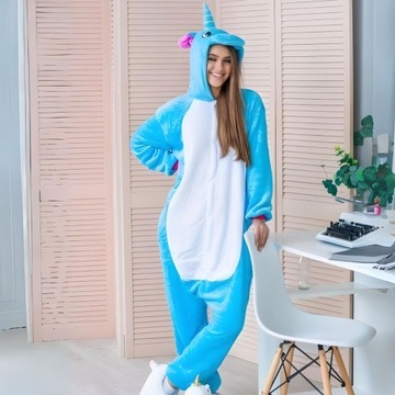 Piżama Onesie Kigurumi Kostium Przebranie Jednorożec XL: 175 - 185cm