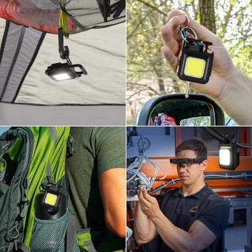MOCNA MINI LATARKA LED KIESZONKOWA MOCNA METALOWA + BRELOK MAGNES PODSTAWKA