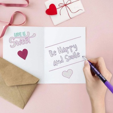 MAGICZNE MAZAKI PISAKI BROKATOWE KOLOROWE METALICZNE PODWÓJNA LINIA 8szt