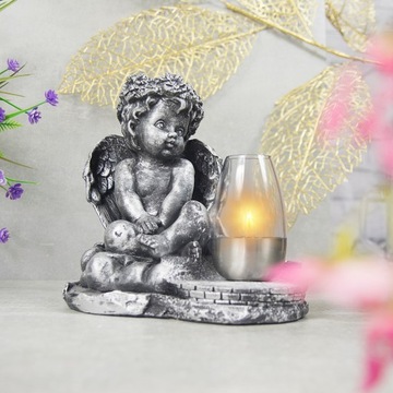 СЕРАЯ ГИПСОВАЯ ФИГУРКА Гробница СОЛНЕЧНАЯ СВЕТОДИОДНАЯ ЛАМПА