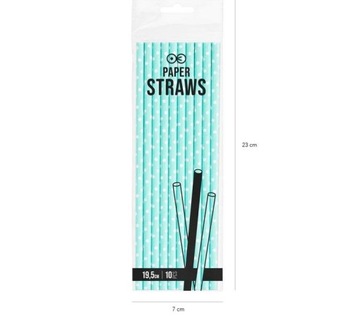 БУМАЖНЫЕ ТРУБОЧКИ, бирюзовые с белыми точками, 10 шт.