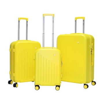 SET WALIZEK DUŻA ŚREDNIA MAŁA BAGAŻ 4 KÓŁKA ŻÓŁTE