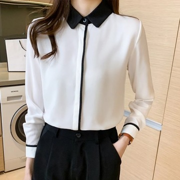 Long Sleeve White Blouse Chiffon Blouse Shirt Blou