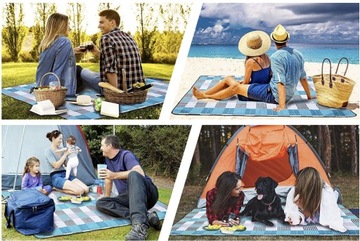 Одеяло для пляжного пикника с утеплителем, большой водонепроницаемый флисовый коврик, 200 x 200 см