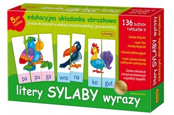 LITERY SYLABY WYRAZY Układanka edukacyjna ADAMIGO