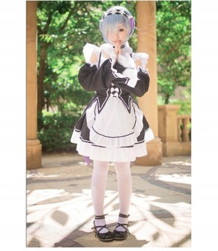 Cosplay Anime Lolita Re Zero Rem Ram Maid sukienka