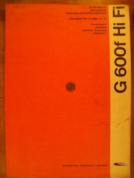 G-600 f Gramofon Instrukcja Serwisowa Fonica