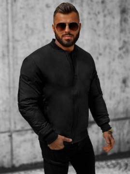 КУРТКА-БОМБЕР МУЖСКАЯ ЧЕРНАЯ, ВЕСЕННИЙ ПЕРЕХОДНЫЙ БОМБЕР, размер. л