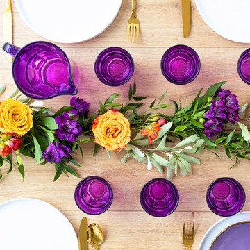 Стеклянный кувшин для лимонадных напитков, воды 1,23 л с ручкой ПУРПУРНЫЙ ОМБРЕ