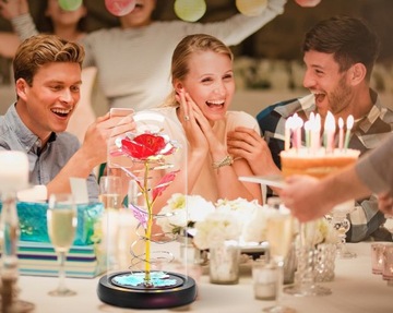 ВЕЧНАЯ РОЗА В СТЕКЛЕ, СВЕТЯЩИЙСЯ СВЕТОДИОД В ЧЕРНОЙ КОРОБКЕ, ПОДАРОК ​​НА ЖЕНСКИЙ ДЕНЬ