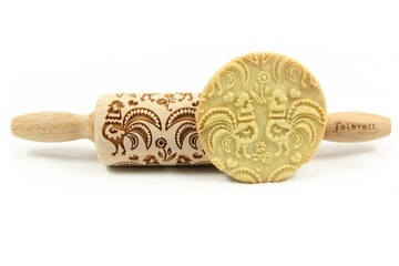 Wałek grawerowany wzór FOLK KOGUTY, junior