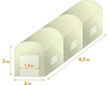 Tunel ogrodowy,foliowy, szklarnia 13,5 m² 450 x 300 cm zielony