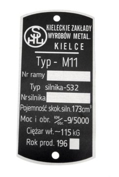 Tabliczka znamionowa SHL 175 M11 S32 stary typ