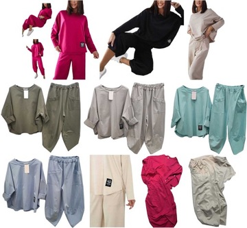 ЭЛЕГАНТНЫЙ ИТАЛЬЯНСКИЙ ХЛОПКОВЫЙ КОМПЛЕКТ СВИТШОТ БРЮКИ OVERSIZE U