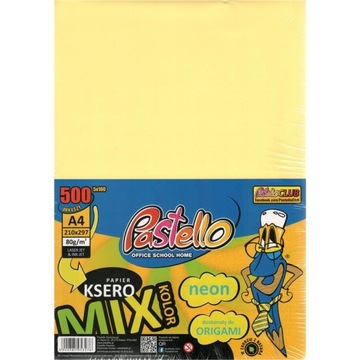 Papier xero kolor PASTELLO A4 80g mix NEON op.500
