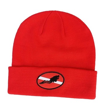 Czapka unisex dla dorosłych mężczyzn i kobiet z flagą nurkową/nurkiem w dół, czerwona 2
