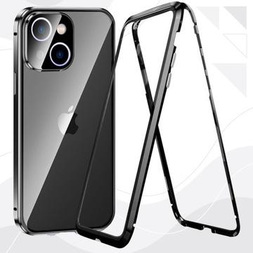 MAGNETYCZNE Etui do iPhone 15 DUAL SZKŁO PRYWATYZUJĄCE CHRONIĄCE PRYWATNOŚĆ
