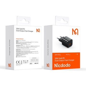 ЗАРЯДНОЕ УСТРОЙСТВО MCDODO NANO GaN 2X USB/USB-C PD QC — 33 Вт