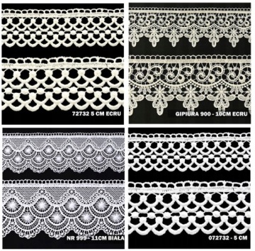 КРУЖЕВО ГИПУРА КРУЖЕВО 10-11 СМ БЕЛОЕ + КРЕМОВАЯ КОЖА