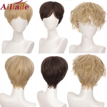 Ailiade Short Wig Natural Brown Straight For Men
