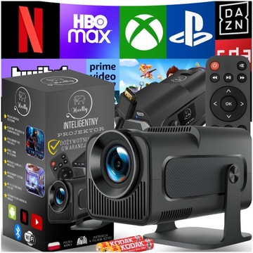 PROJEKTOR RZUTNIK ANDROID TV WIFI FULL HD PRZENOŚNY SMART GŁOŚNIK OBROTOWY