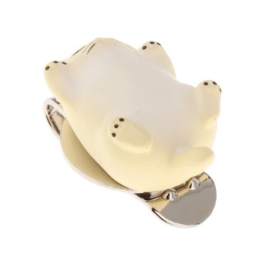 Marker do piłek golfowych Kitten Metalowa pomoc treningowa do gry w golfa Zabawny klips do kapelusza golfowego, biały