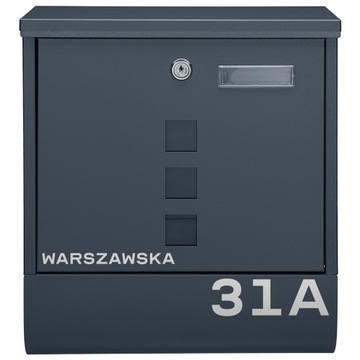 ANTRACYTOWA SKRZYNKA POCZTOWA NA LISTY + ADRES WZÓR