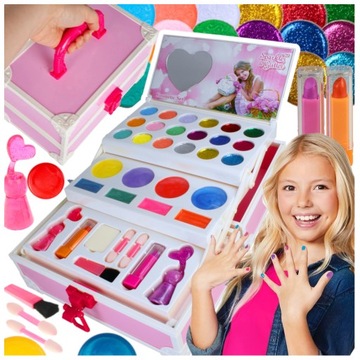 MAKEUP MAKIJAŻ DLA DZIEWCZYNKI KUFEREK KOSMETYKI DO MAKIJAŻU I PAZNOKCI