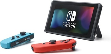 Консоль Nintendo Switch Neon Red & Blue — комплект — Joy con — ремни — ручка