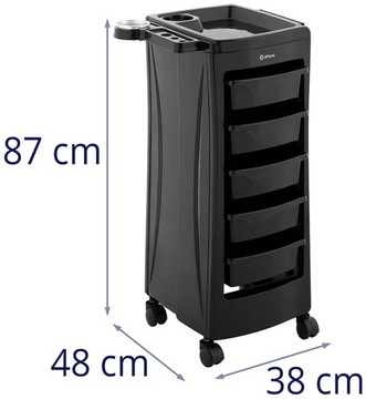Тележка для парикмахера с держателем для фена, 5 ящиков, полка, 485 x 380