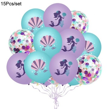 Juego de Globos de látex de sirena para niños y niñas, confeti de helio de