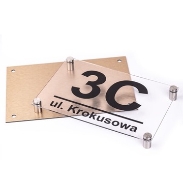 TABLICZKA ADRESOWA PLEKSA ALUMINIUM+DYSTANSE KOŁKI