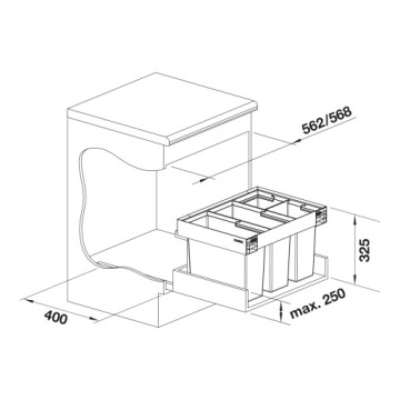 КОРЗИНА ДЛЯ СОРТИРОВКИ МУСОРОВ ДЛЯ ЯЩИКА 42 Л BLANCO FLEXON II Low
