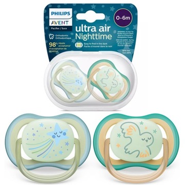 PHILIPS AVENT SMOCZEK USPOKAJAJĄCY ULTRA AIR symetryczny świeci 0+ 2pak
