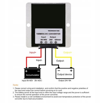 Преобразователь напряжения постоянного тока в постоянный 9-40 В в 24 В, 145 Вт
