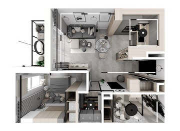 3D ВИЗУАЛИЗАЦИЯ И КОНЦЕПЦИЯ ВАННОЙ КУХНИ-ГОСТИНОЙ