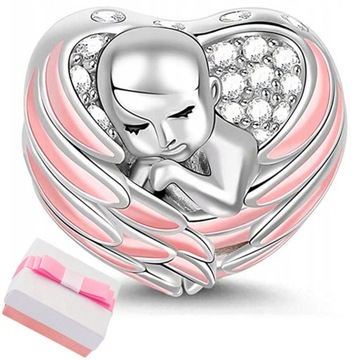 CHARMS SERCE ZAWIESZKA SREBRNA BEADS DZIECKO 925