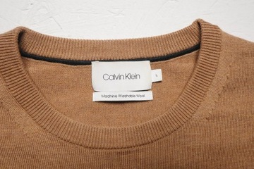 Calvin Klein Sweter Superior miękka wełna wełniany beżowy męski L