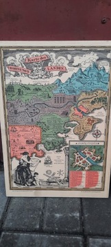 Старая карта, старая картина на доске.
