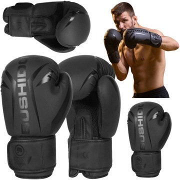 BUSHIDO RĘKAWICE BOKSERSKIE TRENINGOWE SPARINGOWE RAPTOR 12 OZ CZARNE