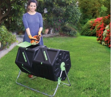 ВРАЩАЮЩИЙСЯ КОМПОСТЕР 2x105л ДВУХКАМЕРНЫЙ ДВОЙНОЙ 93x73 см