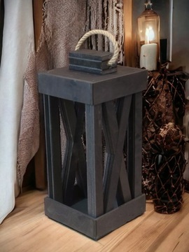 LAMPION DREWNIANY LATARNIA STROIK KWIATY DOM OGRÓD