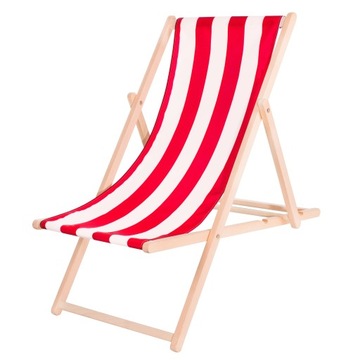 PLATINET SUMMER SUNBED LEŻAK OGRODOWY WOOD RED STRIP [45436]