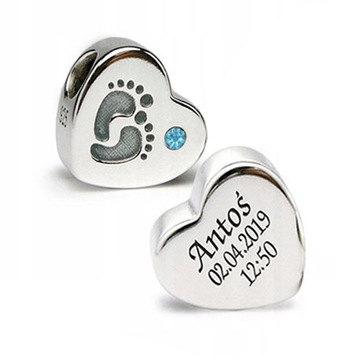 CHARMS srebro 925 koralik dla MAMY + TWÓJ GRAWER