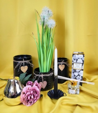 КЕРАМИЧЕСКАЯ ВАЗА ЧЕРНЫЕ ТОЧКИ СЕРДЦЕ 12 × 17,5