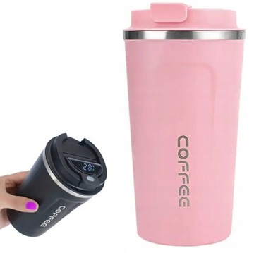 KUBEK TERMICZNY KAWA HERBATA COFFEE TERMOS SZCZELNY 510ML RÓŻOWY LCD AG369J