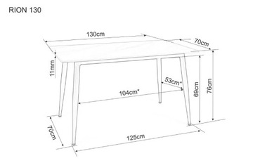 Mały stół RION Signal, blat imitacja białego marmuru 70x130cm