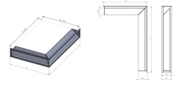 КАМИННАЯ РЕШЕТКА УГЛОВАЯ С ЛЮФТОМ ЛЕВАЯ/ПРАВАЯ 90X400x800 НАБОР ИЗ 3 ШТ.